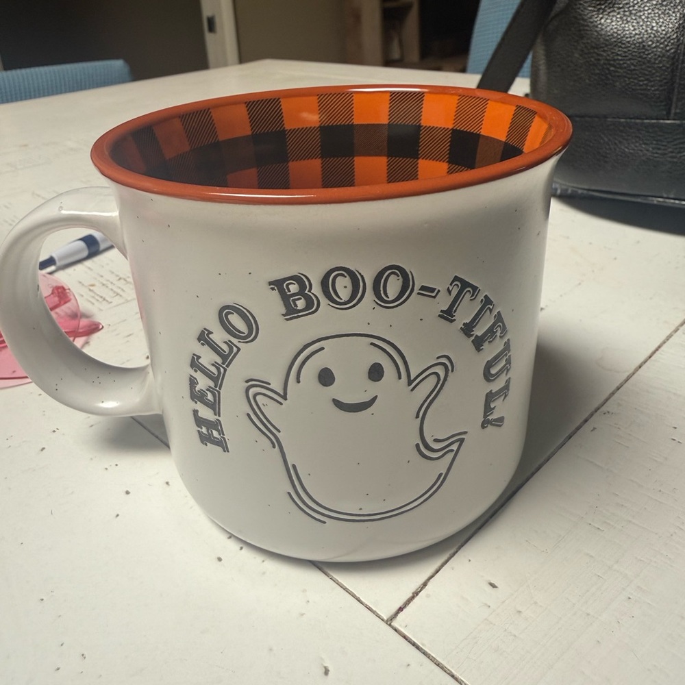 Hello Boo-tiful Halloween Mug - Orange and White